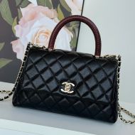 Chanel A92990 Medium Flap Handbag with Chain Strap in Grained Calfskin Black/Red