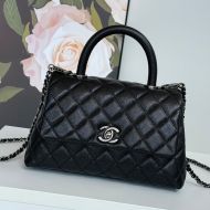 Chanel A92990 Medium Flap Handbag with Chain Strap in Grained Calfskin Black/Silver