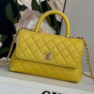 Chanel A92990 Medium Flap Handbag with Chain Strap in Grained Calfskin Yellow