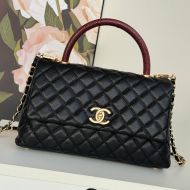 Chanel A92991 Large Flap Handbag with Chain Strap in Grained Calfskin Black/Red