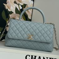Chanel A92991 Large Flap Handbag with Chain Strap in Grained Calfskin Light Green