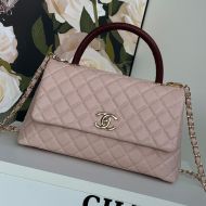 Chanel A92991 Large Flap Handbag with Chain Strap in Grained Calfskin Pink/Red