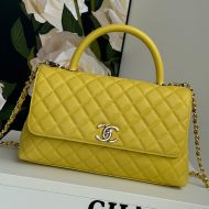 Chanel A92991 Large Flap Handbag with Chain Strap in Grained Calfskin Yellow