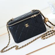 Chanel AP2303 Cosmetic Bag with CC Golden Ball in Lambskin Black