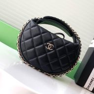 Chanel AP3095 Pouch with Woven Chain Strap in Lambskin Black
