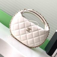 Chanel AP3095 Pouch with Woven Chain Strap in Lambskin White