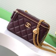 Chanel AP3204 Large Cosmetic Bag with Love Ball Chain Strap in Lambskin Burgundy
