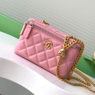 Chanel AP3204 Large Cosmetic Bag with Love Ball Chain Strap in Lambskin Pink