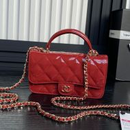 Chanel AP3226 Flap Phone Holder with Chain in Patent Leather Red
