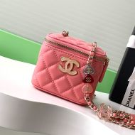 Chanel AP3230 Cosmetic Bag with Enamel Buckle in Lambskin Pink