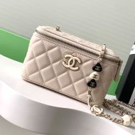 Chanel AP3231 Cosmetic Bag with Enamel Buckle in Lambskin Apricot