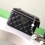 Chanel AP3231 Cosmetic Bag with Enamel Buckle in Lambskin Black