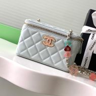 Chanel AP3231 Cosmetic Bag with Enamel Buckle in Lambskin Grey