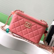 Chanel AP3231 Cosmetic Bag with Enamel Buckle in Lambskin Pink