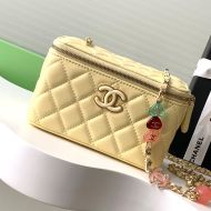 Chanel AP3231 Cosmetic Bag with Enamel Buckle in Lambskin Yellow