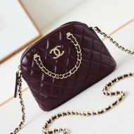 Chanel AP3354 Clutch with Chain Strap in Shiny Lambskin Burgundy
