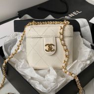 Chanel AP3459 Box Bag with Chain in Lambskin White