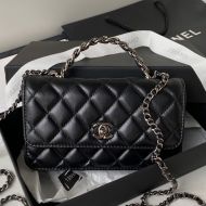 Chanel AP3566 Clutch with Strass Handle in Calfskin Black