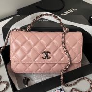 Chanel AP3566 Clutch with Strass Handle in Calfskin Pink