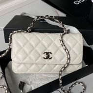 Chanel AP3566 Clutch with Strass Handle in Calfskin White
