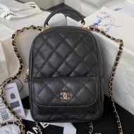 Chanel AP3573 Backpack with Chain Strap in Grained Calfskin Black