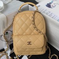 Chanel AP3573 Backpack with Chain Strap in Grained Calfskin Brown