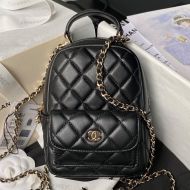 Chanel AP3573 Backpack with Chain Strap in Lambskin Black