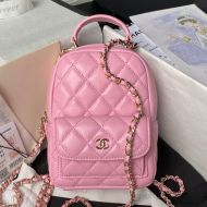 Chanel AP3573 Backpack with Chain Strap in Lambskin Pink