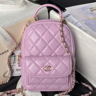 Chanel AP3573 Backpack with Chain Strap in Lambskin Purple