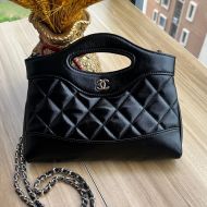 Chanel AP3656 Mini 31 Shopping Bag with Chain Strap in Shiny Lambskin Black