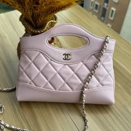 Chanel AP3656 Mini 31 Shopping Bag with Chain Strap in Shiny Lambskin Pink