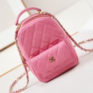 Chanel AP3753 Mini Classic Backpack with Flap Pocket in Grained Calfskin Pink