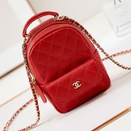 Chanel AP3753 Mini Classic Backpack with Flap Pocket in Grained Calfskin Red