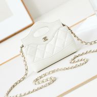 Chanel AP3875 Clutch with Chain Strap in Lambskin White
