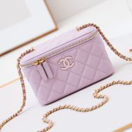 Chanel AP3940 Cosmetic Bag with Enamel Logo in Lambskin Pink
