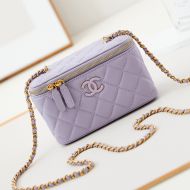 Chanel AP3940 Cosmetic Bag with Enamel Logo in Lambskin Purple