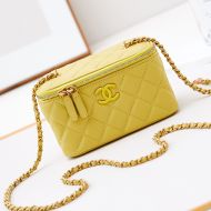 Chanel AP3940 Cosmetic Bag with Enamel Logo in Lambskin Yellow
