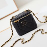 Chanel AP3941 Cosmetic Bag with Enamel Logo in Lambskin Black