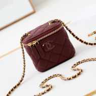 Chanel AP3941 Cosmetic Bag with Enamel Logo in Lambskin Burgundy