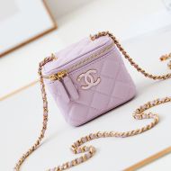 Chanel AP3941 Cosmetic Bag with Enamel Logo in Lambskin Light Purple