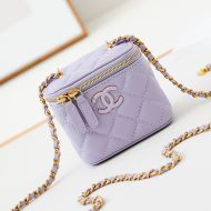 Chanel AP3941 Cosmetic Bag with Enamel Logo in Lambskin Purple