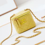 Chanel AP3941 Cosmetic Bag with Enamel Logo in Lambskin Yellow