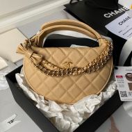Chanel AP3943 Handbag with Double Chain in Grained Calfskin Apricot