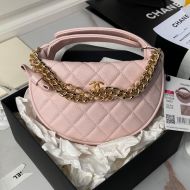 Chanel AP3943 Handbag with Double Chain in Grained Calfskin Pink