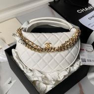 Chanel AP3943 Handbag with Double Chain in Grained Calfskin White