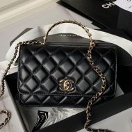 Chanel AP3952 Wallet with Pearls Handle in Lambskin Black