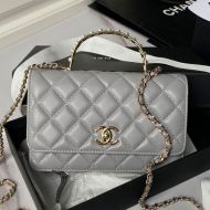 Chanel AP3952 Wallet with Pearls Handle in Lambskin Grey