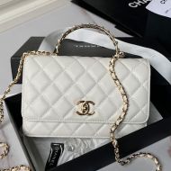 Chanel AP3952 Wallet with Pearls Handle in Lambskin White