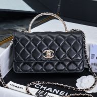 Chanel AP4042 Wallet with Strass Handle in Lambskin Black