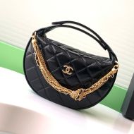 Chanel AP4058 Pouch with Chains Knot in Shiny Calfskin Black